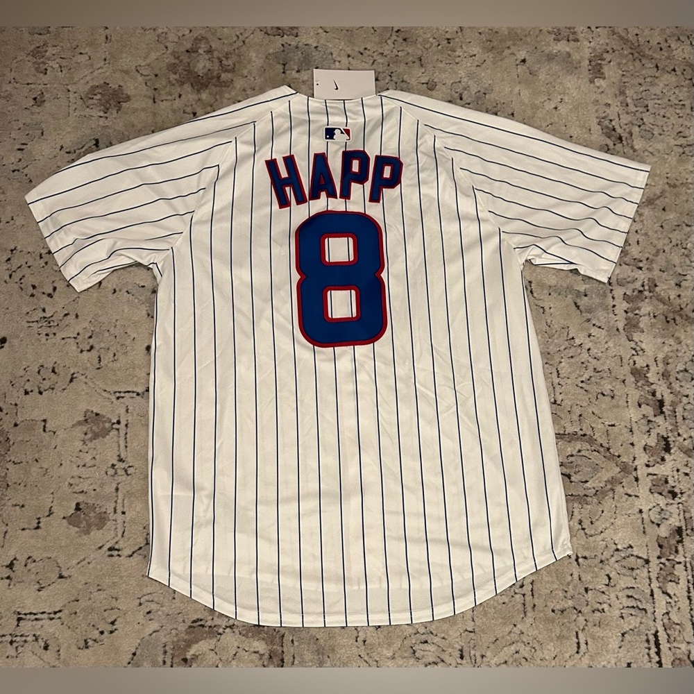 Nike Authentic Pinstripe Chicago Cubs Ian Happ #8 MLB Jersey Men’s Sz: Large - Picture 3 of 7
